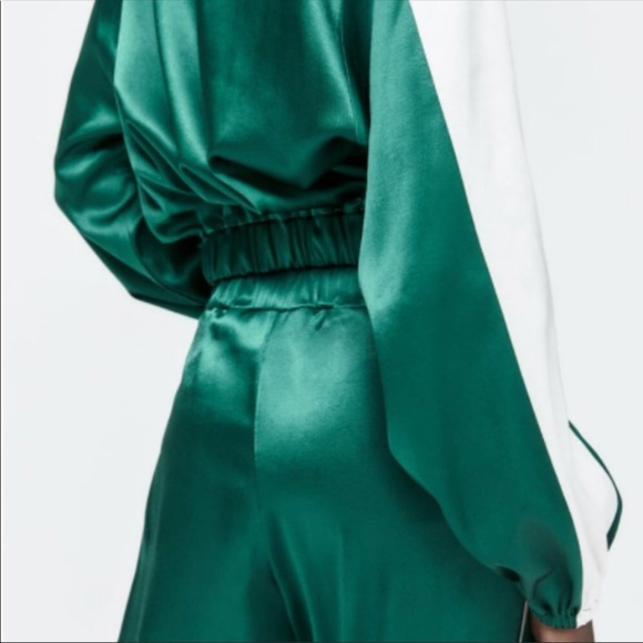 SET satin effect piped jacket& pants SzS - Picture 7 of 8